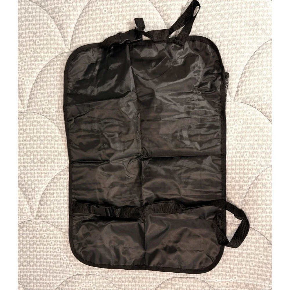 Car Seat Back Organizer Travel Storage Mesh Pockets Clear Window Black NWOT